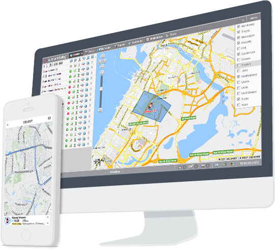 Отображение интерфейса программы для GPS-мониторинга транспорта